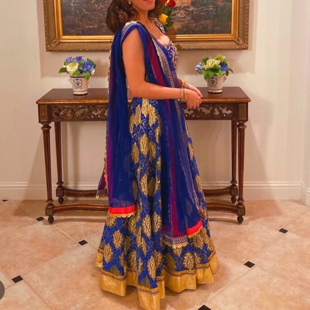 Indian Lehenga (Blue & Gold) - Bollywood dress